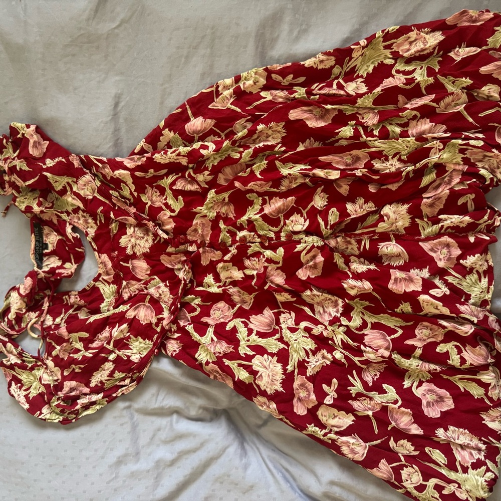 Topshop Petite Red and Pink Floral Dress